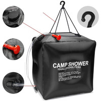 Pancuran Surya Portabel 40L PVC Hitam Desain Persegi Besar Fungsi Tunggal untuk Berkemah & Wisata di Hutan & Lapangan
