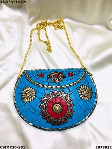 Bolso de mano hecho a mano de mosaico de metal de noche para damas Bolso de mano de mosaico de metal hecho a mano - Product Image 3