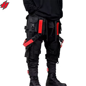 Cyberpunk Streetwear Men's Harajuku Techwear Pants Ribbon Multi Pocket Trousers US Size Hip Hop Black <b>Cargo</b> Ninja Pants - Product Image 3