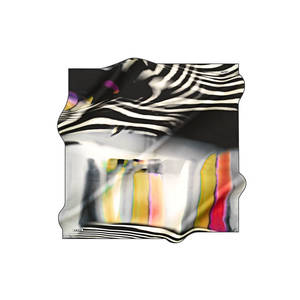 Striped Black and White Silk Square Scarf - Product Image 1