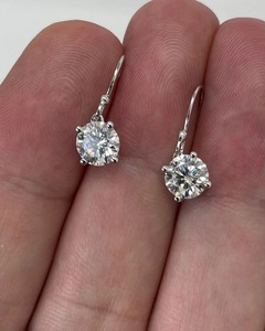 White Moissanite Diamond Hook Drop <b>Earrings</b> <b>Beautiful</b> 925 Sterling Silver Moissanite <b>Earrings</b> Gift for Her - Product Image 1