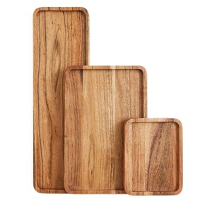 Plateau à thé en bois avec bord sculpté pour une présentation de salle à manger élégante Plateau en bois pour une utilisation moderne dans la cuisine et la vie - Product Image 2