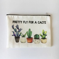 Grande capacité, écologique, luxe, nylon, fermeture éclair, organiseur de maquillage de voyage, pochette en toile de coton personnalisée à motifs floraux, étui portable, beige
