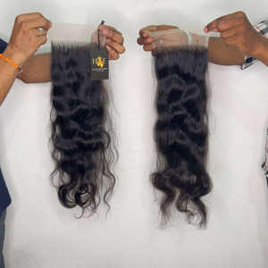 Suisse HD mince dentelle fermeture perruques cheveux humains pré plumé 5x5 Deepwave cheveux, temple brut cheveux humains pour les femmes noires afrique - Product Image 2