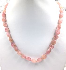 ลูกปัดโมร์แกนไนต์ธรรมชาติแกะสลัก สำหรับทำเครื่องประดับอัญมณี สร้อยคอ - Product Image 1