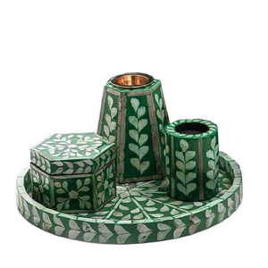 Quemador de Bakhoor Religioso Aromático Ecológico de Sándalo con Incrustaciones Artísticas de Hueso, Hecho a Mano con Tallado Étnico Moderno - Product Image 1