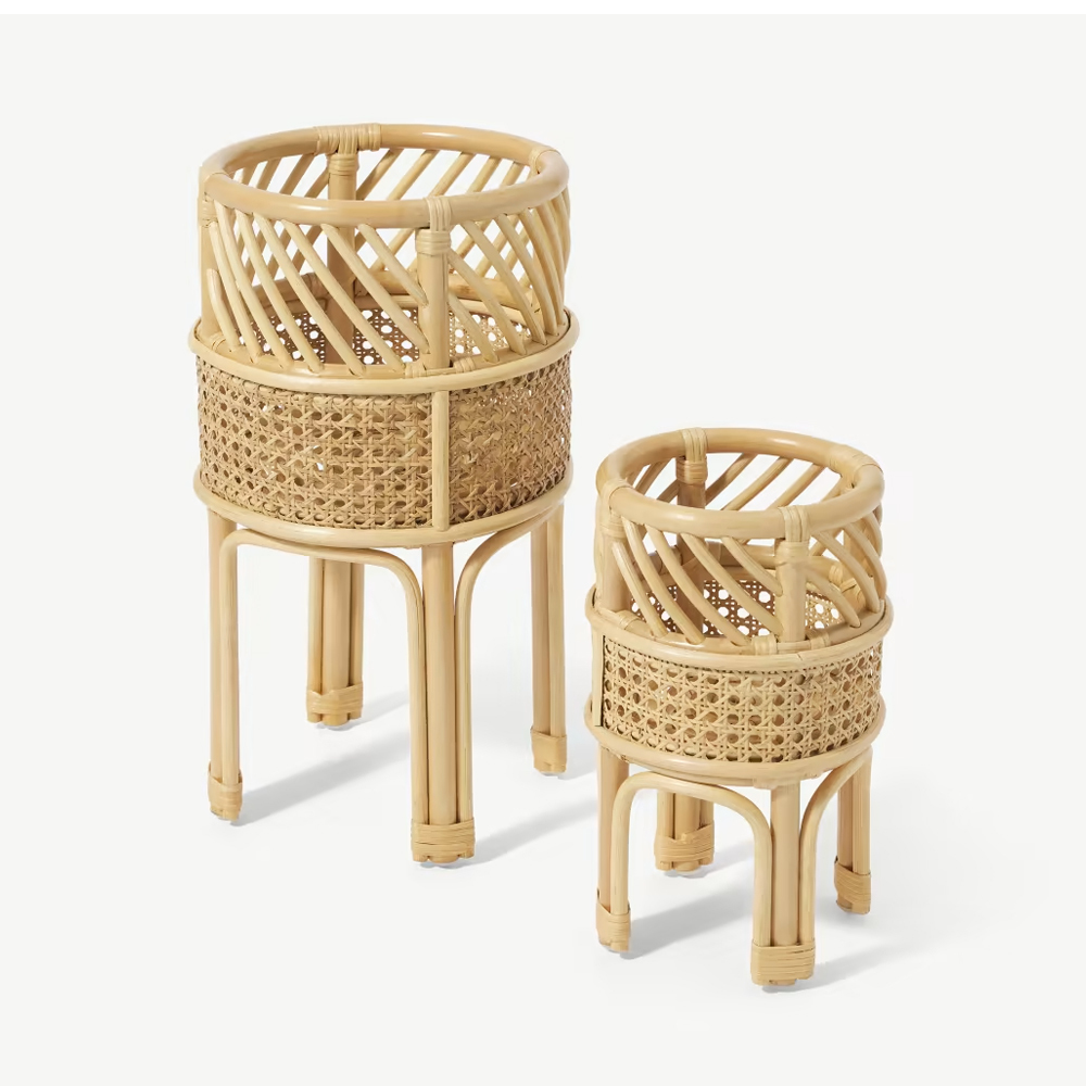 Viettime Craft New Design Natural Rattan Uncoated Plant Holder Home Decoration Garden Furniture Stand Wholesale for Restaurants