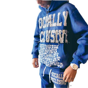 Venta al por mayor de sudaderas con capucha de los hombres sin cordón de impresión personalizada logotipo bordado de algodón Unisex Sudadera con capucha para los hombres - Product Image 3