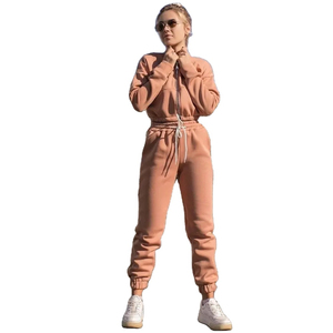 Ensemble survêtement jogging en molleton de coton biologique avec veste à capuche zippée et pantalon de survêtement streetwear d'hiver avec logo personnalisé - Product Image 6