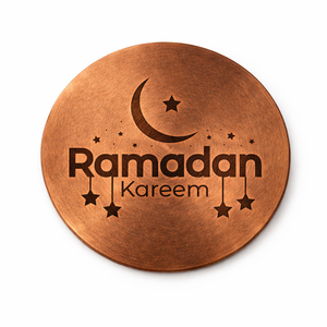 Ramadan Copper Plate with Mosque and Crescent Moon Islamic Art Decorative Plate Ramadan Kareem Eid Mubarak Plate Home Decor - Product Image 2