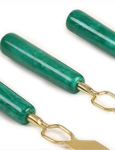 Juego de cuchillos para queso de 3 piezas de acero inoxidable dorado premium a precio mayorista - Product Image 2