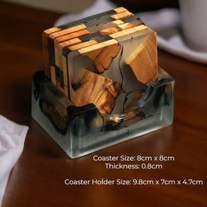 High Demanded Epoxy Resin <b>Coaster</b> Set, Elegant Colorful Square Stone <b>Drink</b> <b>Coasters</b> with Non-Slip Base for Dining Table - Product Image 6