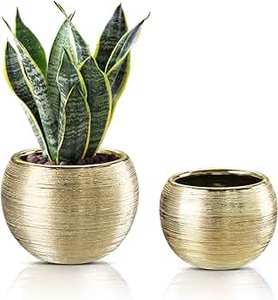 Ensemble de 2 pots de fleurs modernes et élégants en métal doré pour hôtels et jardins, vase décoratif pour la maison, accessoires de décoration - Product Image 3