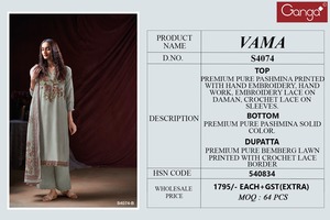 <b>Pashmina</b> Printed Embroidery Work Salwar Kameez Suits Full Catalog available at wholesale rate, premium collection wholesale. - Product Image 5