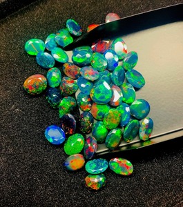 Lot de pierres précieuses en opale de Welo éthiopienne naturelle facettée AA, taille libre, coupe mixte, pour bijoux, qualité supérieure, feu bleu, noir, tiers - Product Image 3