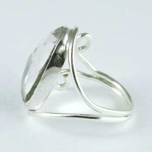 La mode créée ! ! Bagues ovales en cristal blanc plaqué argent, style bohème, sertissage clos, bijoux en argent indien en ligne - Product Image 1