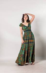 เดรสยาวแม็กซี่สำหรับผู้หญิง ฤดูร้อน ปี 2025 ขายส่ง ผ้าฝ้ายออร์แกนิคถักลายลูกไม้พิมพ์ลายชายหาด สไตล์โบฮีเมียนหรูหรา ติดกระดุม - Product Image 3