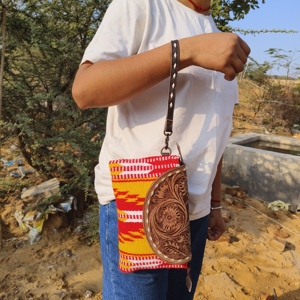 Handmade Aztec Tooled Leather Clutch for Women Stylish Saddle Blanket Wallet <b>Wristlet</b> High Quality Fashionable Accessory Summer - Product Image 3