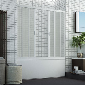 Box doccia Forte in vetro acrilico con profilo in PVC riducibile, modello bagno anti-calcare, finitura superficiale telaio centrale spazzolato - Product Image 1