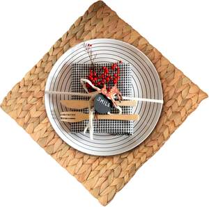 Eco-Friendly Water Hyacinth Placemat – Handwoven <b>Square</b> <b>Table</b> Mat & Coaster Set from Vietnam Wholesale Supplier - Product Image 2