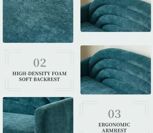 Canapé moderne rembourré, siège d'appoint luxueux, canapé moderne à deux places avec un design unique de dossier en arc, canapé moderne à deux places - Product Image 6