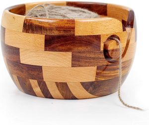 Yarn Storage Bowl for Yarn <b>Balls</b> & Skeins | Crochet & Knitting Bowls Made Out of Turmeric & Rosewood - Product Image 5