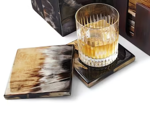 Haute qualité naturel élégant vache buffle corne caboteur maison café thé et bière tasse encastré Pad Table étaient tapis - Product Image 2