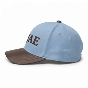 Gorra de Béisbol con Visera de Gamuza, Algodón Cepillado, Letra Bordada en 3D, Azul Claro y Marrón, 6 Paneles, Ajustable, Unisex, Casual, Personalizable - Product Image 2