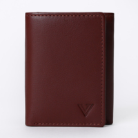 Dompet lipat tiga pria Premium, buatan tangan kulit sapi asli kapasitas besar panjang pendek katun lapisan lipat penutup hadiah sempurna