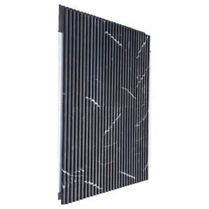 Dalle mince en marbre noir Alexandre, surface rainurée, design minimaliste, pour mur décoratif, comptoir, bar, maison, luxe, Turquie, vente en gros - Product Image 6