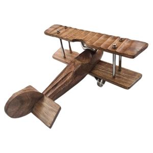 Modèle d'avion en bois artisanal avec hélice en métal, objets décoratifs, décoration de table, articles de salon - Product Image 2
