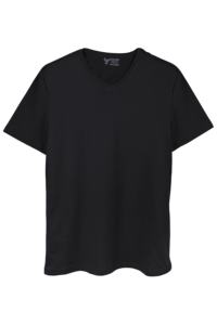 Camiseta Unisex con Cuello en V, Corte Regular, 100% Algodón, Transpirable y Ligera, Tejido de Punto Suave y Cómodo, Color Negro, Suministro al por Mayor - Product Image 5
