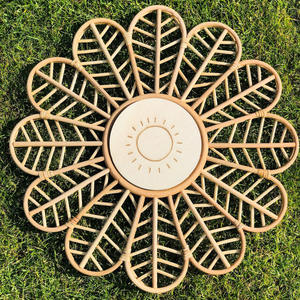 Signe de nom en rotin d'intérieur tenture murale panneaux décoratifs en forme de fleur pour la maison et le bureau - Product Image 2