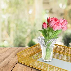 Bandeja decorativa para servir café con espejo elegante Venta caliente Forma hecha Espejo de alta calidad y mesa de metal decorativa para bodas - Product Image 3