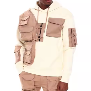 Sweat à capuche double couche surdimensionné 500 Gsm, coupe et couture, sweats à capuche courts et lourds, poches cargo 3D, sweat à capuche zippé - Product Image 4