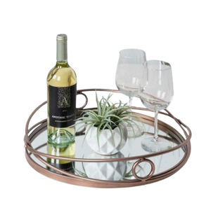 Bandeja de almacenamiento de perfume de joyería de espejo europeo de lujo de Navidad elegante para el hogar al por mayor, bandeja de servicio dorada de Metal hecha a mano - Product Image 4