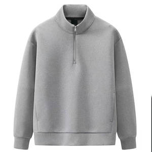 2023 Autumn Winter Men's Windproof Half Zip Oversized Hoodie Customized Logo <b>Black</b> <b>Sweatshirt</b> Drop Shoulder <b>Plain</b> Dyed Loose Fit - Product Image 1