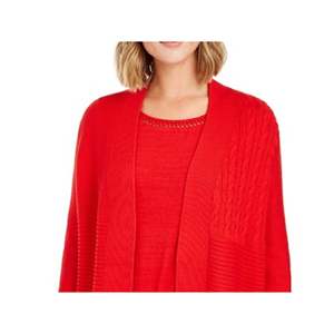 Cardigan Rosso Extra Large da Donna Charter Club, Stagione Autunnale, in Lana e Acrilico con Design Patchwork e Righe - Product Image 2