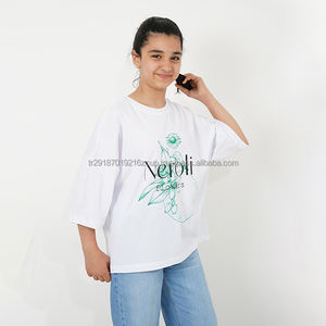 Vente en gros de t-shirt imprimé à col rond en tissu jersey pour fille de haute qualité de Turquie pour enfants - Product Image 3