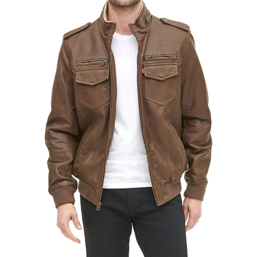 Leather Jacket Factory Direct High Quality Zipper With Removable Hood Leather Jacket For Men Leather 2022