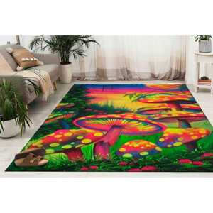 Tapis imprimé en 3D motif champignon - Tapis en chenille cool, classique, tendance, antidérapant - Product Image 1