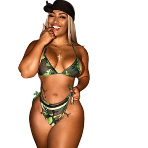 Bikini con Estampado de Camuflaje para Mujer, Traje de Baño de Dos Piezas con Diseño de Camuflaje, Ajuste Elástico, Estilo Veraniego para la Playa - Product Image 4