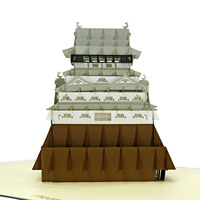 Diseño personalizado 3D Tarjetas emergentes de felicitación para negocios Kokura Castle Modelo de Vietnam Proveedor HMG Impresión offset para Año Nuevo