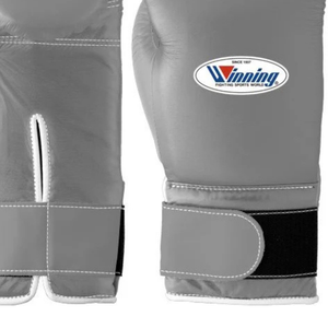 Gants de boxe professionnels en cuir gris avec fermeture velcro au poignet, gants d'entraînement et de sparring pour hommes et femmes - Product Image 5