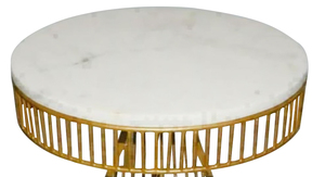 Medieval Edge Modern Side <b>Table</b> 15 X 15 X 18 White & <b>Gold</b> Marble and Iron Largest Manufacture Company for Home Office - Product Image 4