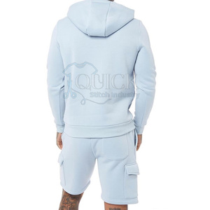 Conjunto de Camiseta y Pantalones Cortos para Hombre, Estilo Casual de Verano, Transpirable, con Capucha, Color Sólido, Ligero, Hasta la Rodilla, de Poliéster/Algodón, Servicio OEM - Product Image 2