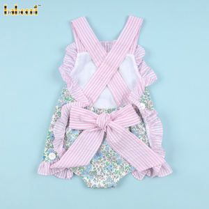 Mameluco Floral sin Mangas para Bebé Niña, Azul y Rosa, 100% Algodón, Body con Bordado a Mano, Cierre de Botones, para Verano - Product Image 6