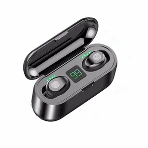 F9 Wireless Bluetooth Earphone Headphone Outdoor Sports Headset 5.3 With Charging Bin Display Touch Control Earbuds for Music