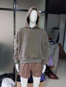 Jersey Boxy Sudadera con capucha de algodón de lana gruesa Sin cuerda Crop Baggy Fit Sudadera con capucha Desgastada piedra lavada Sudaderas con capucha en blanco para hombres - Product Image 5