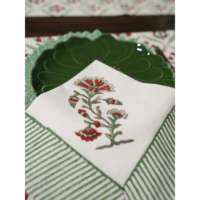 Serviettes de table carrées modernes Arzoo en satin de lin imprimé à la main rouge/vert 16x16 en coton doux, lot de 2/4/6 pour dîners et réceptions